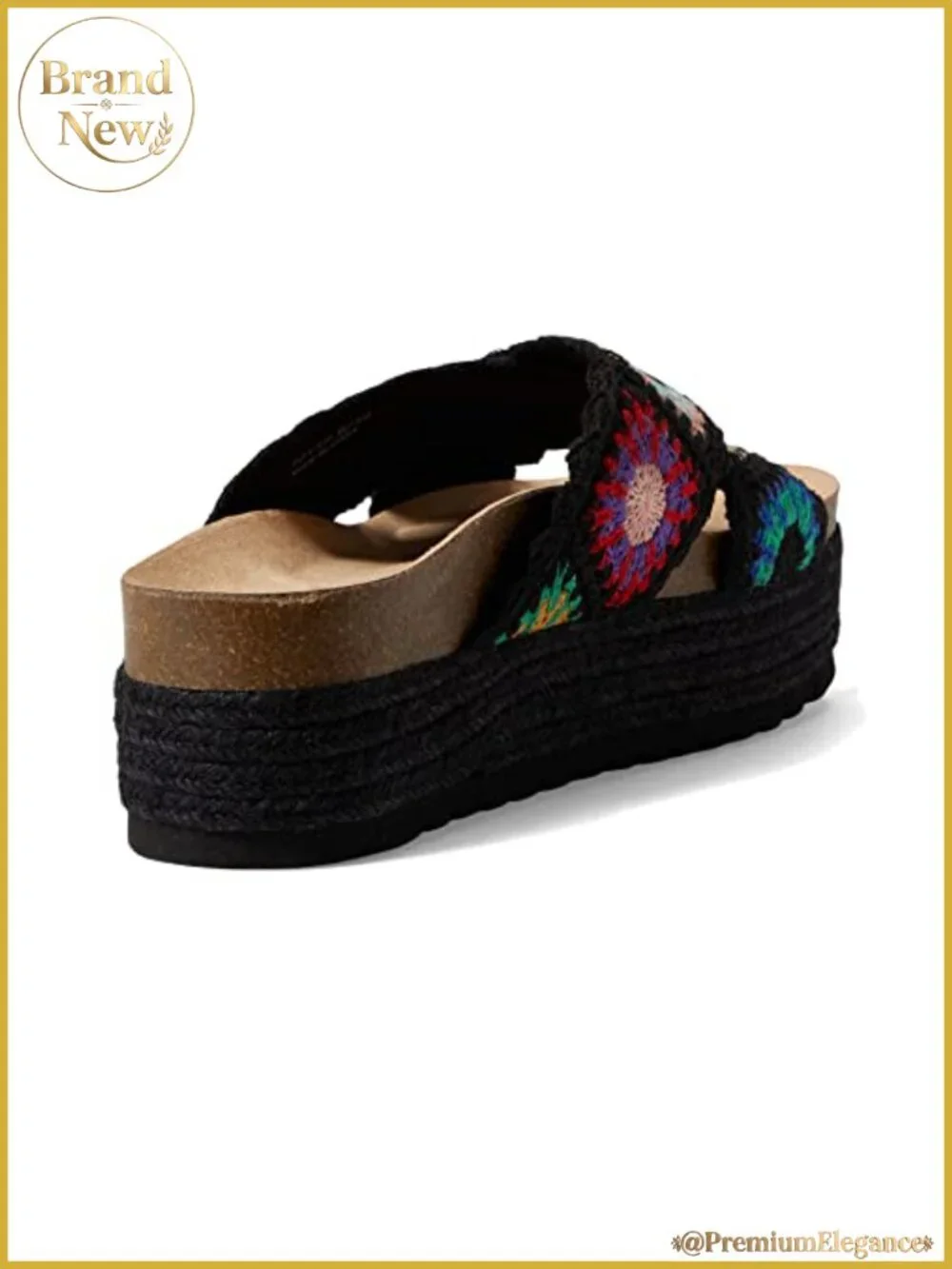 Platform Espadrille Sandals Two Band Upper Mixed Molded Footbed